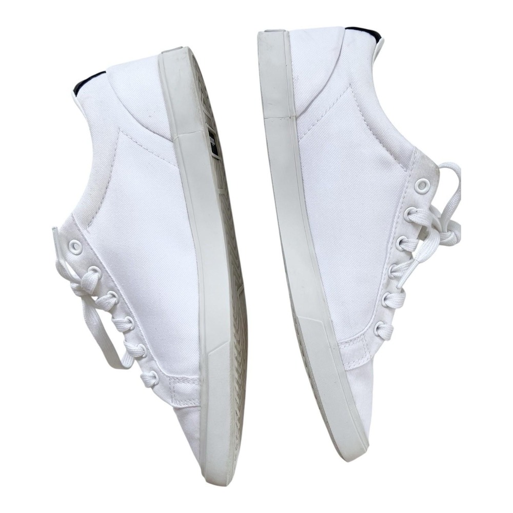 Adidas Sleek White Sneakers Rainbow and Gold Logo Canvas Shoes Womens 9M - Picture 4 of 7